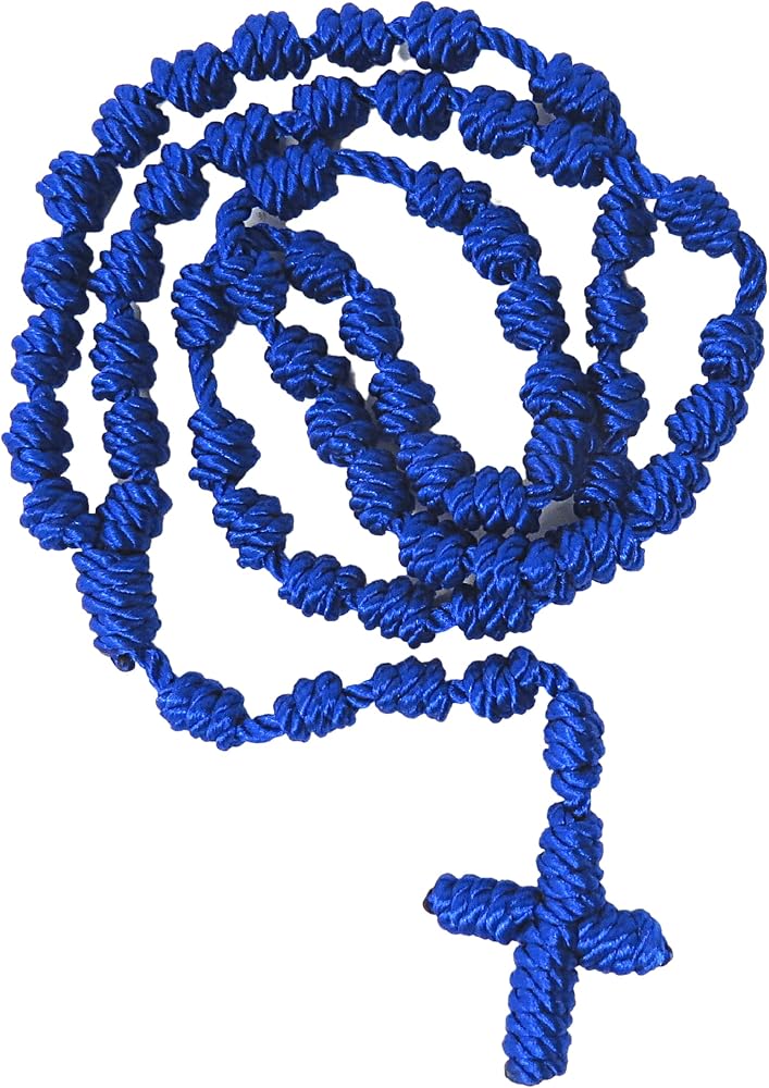 Amazon.com: Needzo Dark Blue Knotted Rosary Religious Favor